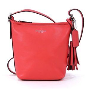 Authentic Red/Salmon Coach Legacy Mini Duffle Crossbody Bag with Tassels